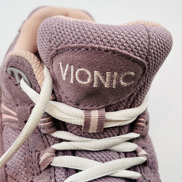 Womens 7.5 Vionic Walker Mauve Suede Athletic Walking Shoe Lace Up Sneakers - Picture 9 of 10